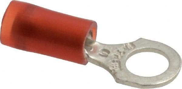 Thomas & Betts - 22-16 AWG Partially Insulated Crimp Connection D Shaped Ring Terminal - #10 Stud, 0.89" OAL x 0.31" Wide, Tin Plated Copper Contact - Caliber Tooling