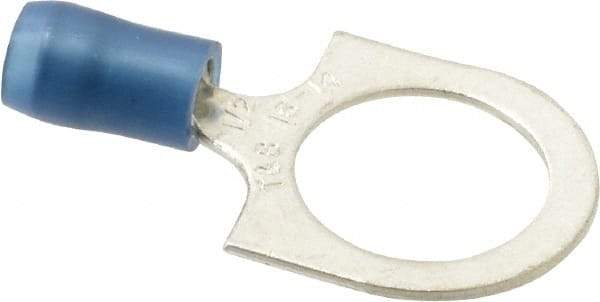 Thomas & Betts - 18-14 AWG Partially Insulated Crimp Connection D Shaped Ring Terminal - 1/2" Stud, 1-1/4" OAL x 0.72" Wide, Tin Plated Copper Contact - Caliber Tooling