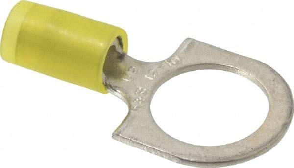 Thomas & Betts - 12-10 AWG Partially Insulated Crimp Connection D Shaped Ring Terminal - 1/2" Stud, 1.37" OAL x 0.72" Wide, Tin Plated Copper Contact - Caliber Tooling