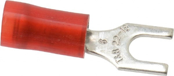 Thomas & Betts - #6 Stud, 22 to 16 AWG Compatible, Partially Insulated, Crimp Connection, Standard Fork Terminal - Caliber Tooling