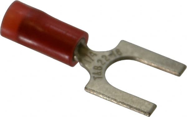 Thomas & Betts - 1/4" Stud, 22 to 16 AWG Compatible, Partially Insulated, Crimp Connection, Standard Fork Terminal - Caliber Tooling