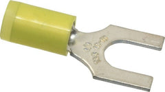 Thomas & Betts - 1/4" Stud, 12 to 10 AWG Compatible, Partially Insulated, Crimp Connection, Standard Fork Terminal - Caliber Tooling