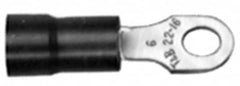 Thomas & Betts - 22-16 AWG Partially Insulated Crimp Connection D Shaped Ring Terminal - 3/8" Stud, 1.24" OAL x 0.54" Wide, Tin Plated Copper Contact - Caliber Tooling