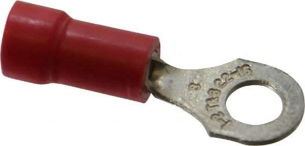 Thomas & Betts - 22-16 AWG Partially Insulated Crimp Connection D Shaped Ring Terminal - #8 Stud, 0.97" OAL x 0.31" Wide, Tin Plated Copper Contact - Caliber Tooling