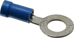 Thomas & Betts - 18-14 AWG Partially Insulated Crimp Connection D Shaped Ring Terminal - 1/4" Stud, 1.14" OAL x 1/2" Wide, Tin Plated Copper Contact - Caliber Tooling