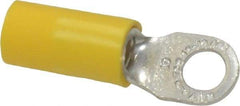 Thomas & Betts - 12-10 AWG Partially Insulated Crimp Connection D Shaped Ring Terminal - #10 Stud, 1.06" OAL x 0.31" Wide, Tin Plated Copper Contact - Caliber Tooling