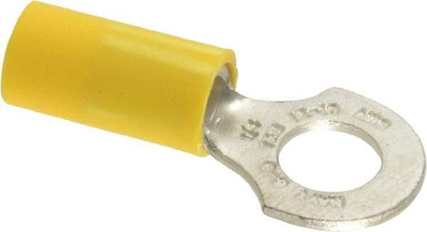 Thomas & Betts - 12-10 AWG Partially Insulated Crimp Connection D Shaped Ring Terminal - 1/4" Stud, 1.16" OAL x 1/2" Wide, Tin Plated Copper Contact - Caliber Tooling