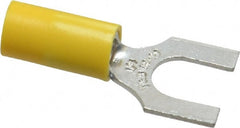 Thomas & Betts - 1/4" Stud, 12 to 10 AWG Compatible, Partially Insulated, Crimp Connection, Standard Fork Terminal - Caliber Tooling