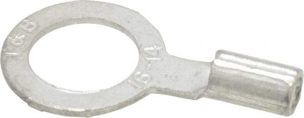 Thomas & Betts - 18-14 AWG Noninsulated Crimp Connection D Shaped Ring Terminal - 5/16" Stud, 0.93" OAL x 1/2" Wide, Tin Plated Copper Contact - Caliber Tooling