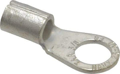 Thomas & Betts - 6 AWG Noninsulated Crimp Connection Circular Ring Terminal - 3/8" Stud, 1.32" OAL x 0.6" Wide, Tin Plated Copper Contact - Caliber Tooling