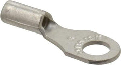 Thomas & Betts - 22-16 AWG Noninsulated Crimp Connection D Shaped Ring Terminal - #6 Stud, 0.72" OAL x 1/4" Wide, Tin Plated Copper Contact - Caliber Tooling