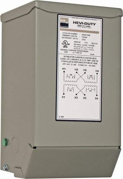 Sola/Hevi-Duty - 120/240 Input Volt, 16/32 Output Volt, 60 Hz, Buck Boost Transformer - 1 Phase, 6 Inch Wide x 5 Inch Deep x 10 Inch High, cULus Listed E77014 - Caliber Tooling