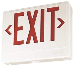 Lithonia Lighting - 1 Face, White, Thermoplastic, LED, Illuminated Exit Sign - 120/277 VAC, Nickel Cadmium, Universal Mounted, 11-3/4 Inch Long x 2 Inch Wide x 7-5/8 Inch High - Caliber Tooling