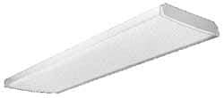 Lithonia Lighting - 4 Lamp, 4 Ft. Long, 32 Watt, Stem and Surface Mounted, Fluorescent Lamp Wraparound Light Fixture - 120-277 Volt, White, Electronic Ballast - Caliber Tooling