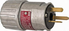 Hubbell Killark - 125 VAC, 20 Amp, 5-20R NEMA, Straight, Self Grounding, Industrial Grade Plug - 2 Pole, 3 Wire, 1 Phase, 1 hp, Aluminum, Silver - Caliber Tooling