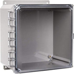 Thomas & Betts - Polycarbonate Standard Enclosure Hinge Flat Cover - NEMA 1, 2, 3, 4, 12, 3S, 3SX, 3X, 4X, 10" Wide x 10" High x 6" Deep, Impact Resistant - Caliber Tooling