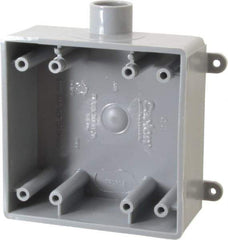 Thomas & Betts - 2 Gang, (1) 1/2" Knockout, PVC Rectangle Switch Box - 117.35mm Overall Height x 142.24mm Overall Width x 50.29mm Overall Depth, Weather Resistant - Caliber Tooling