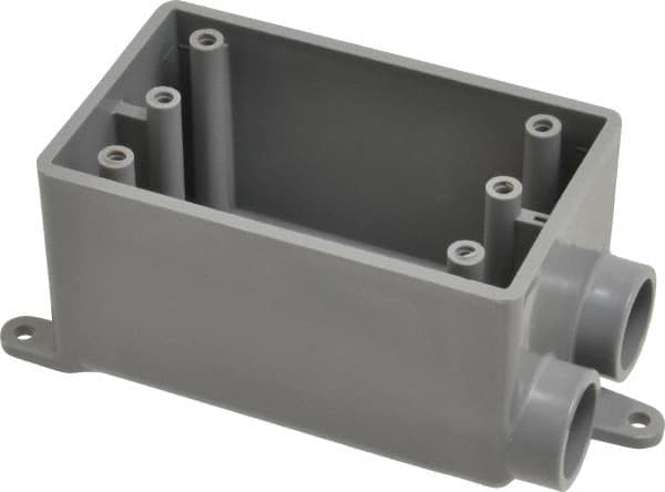 Thomas & Betts - 1 Gang, (2) 1/2" Knockouts, PVC Rectangle Junction Box - 115.3mm Overall Height x 98.4mm Overall Width x 61.5mm Overall Depth, Weather Resistant - Caliber Tooling