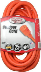 Southwire - 25', 12/3 Gauge/Conductors, Orange Indoor & Outdoor Extension Cord - 1 Receptacle, 15 Amps, 125 VAC, UL STW, NEMA 5-15P, 5-15R - Caliber Tooling