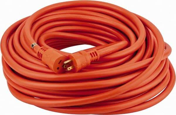 Southwire - 100', 12/3 Gauge/Conductors, Orange Indoor & Outdoor Extension Cord - 1 Receptacle, 15 Amps, 125 VAC, UL STW, NEMA 5-15P, 5-15R - Caliber Tooling