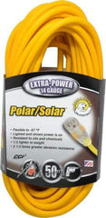 Southwire - 50', 14/3 Gauge/Conductors, Yellow Outdoor Extension Cord - 1 Receptacle, 15 Amps, 125 VAC, UL SJEOOW, NEMA 5-15P, 5-15R - Caliber Tooling