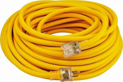 Southwire - 100', 12/3 Gauge/Conductors, Yellow Outdoor Extension Cord - 1 Receptacle, 15 Amps, 125 VAC, UL SEOOW, NEMA 5-15P, 5-15R - Caliber Tooling