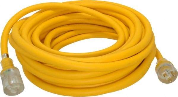 Southwire - 50', 10/3 Gauge/Conductors, Yellow Outdoor Extension Cord - 1 Receptacle, 15 Amps, 125 VAC, UL SJEOOW, NEMA 5-15P, 5-15R - Caliber Tooling