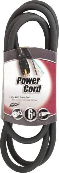 Southwire - 6', 14/3 Gauge/Conductors, Black Outdoor Replacement Cord - 1 Receptacle, 15 Amps, 125 VAC, UL SJEOOW, NEMA 5-15P - Caliber Tooling