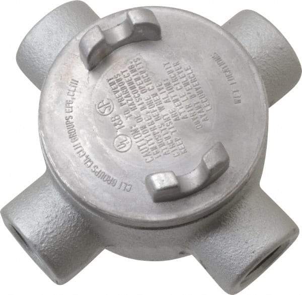 Thomas & Betts - (4) 3/4" Knockouts, Iron Round GUAX - 3-1/2" Overall Width x 2" Overall Depth - Caliber Tooling