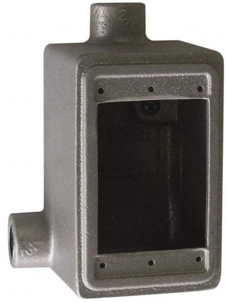 O-Z/Gedney - 1 Gang, 1/2" Knockouts, Iron Rectangle Device Box - Aluminum Enamel, Zinc Electroplated - Caliber Tooling