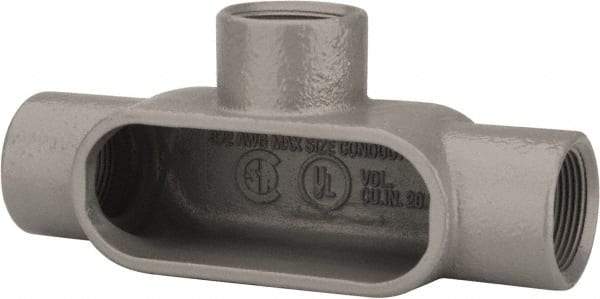 Hubbell Killark - Form 7, T Body, 1-1/4" Trade, IMC, Rigid Iron Conduit Body - Oval, 8 & 11-7/8" OAL, 20 cc Capacity, Gray, Hazardous & Wet Locations - Caliber Tooling