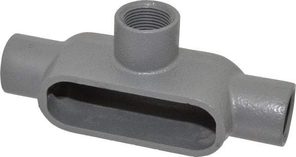 Hubbell Killark - Form 7, T Body, 1" Trade, IMC, Rigid Iron Conduit Body - Oval, 7-5/8" OAL, 11-1/2 cc Capacity, Gray, Hazardous & Wet Locations - Caliber Tooling