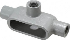 Hubbell Killark - Form 7, T Body, 1/2" Trade, IMC, Rigid Iron Conduit Body - Oval, 5-11/16" OAL, 6.2 cc Capacity, Gray, Hazardous & Wet Locations - Caliber Tooling