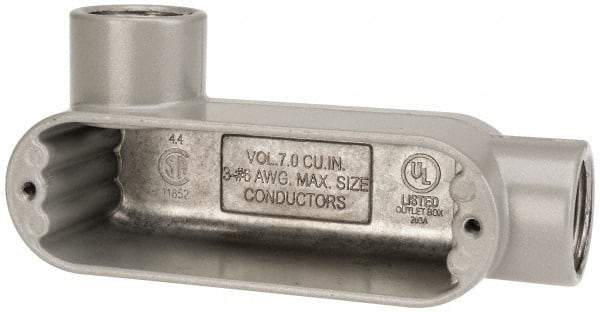 Hubbell Killark - Form 85, LL Body, 3/4" Trade, IMC, Rigid Aluminum Conduit Body - Oval, 5-3/8" OAL, 7 cc Capacity, Hazardous & Wet Locations - Caliber Tooling