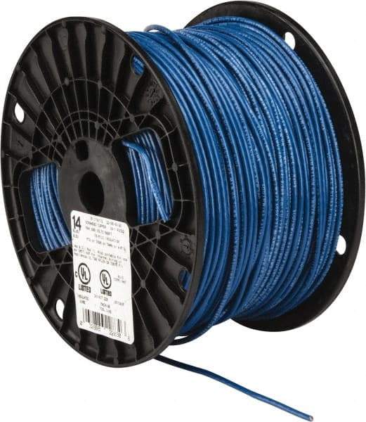 Southwire - THHN/THWN, 14 AWG, 15 Amp, 500' Long, Stranded Core, 19 Strand Building Wire - Blue, Thermoplastic Insulation - Caliber Tooling