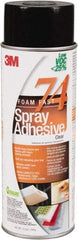 3M - 24 oz Aerosol Clear Spray Adhesive - High Tack, 200°F Heat Resistance, 50 Sq Ft Coverage, Medium Strength Bond, 30 min Max Bonding Time, Flammable, Series 74 - Caliber Tooling