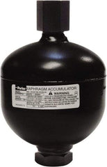 Parker - 5 Lb. Capacity, 3,620 psi Max Working Pressure, 4.35" High, Hydrin Diaphragm Accumulator - 2.52" Diam, 6 SAE Port Thread - Caliber Tooling