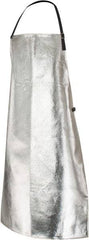 PRO-SAFE - 24 x 39" Aluminized Bib Apron - Aluminized Blended Kevlar, 19 oz Material, Silver & Yellow - Caliber Tooling