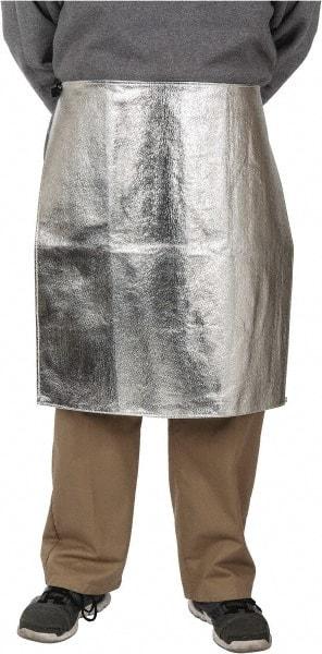 PRO-SAFE - 24 x 24" Aluminized Waist Apron - Aluminized Blended Kevlar, 19 oz Material, Silver & Yellow - Caliber Tooling