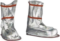 PRO-SAFE - Men's 9-12 Aluminized Overboots - 12" High, Plain Toe, Nonslip Sole, Aluminized Blended Kevlar Upper, Silver - Caliber Tooling