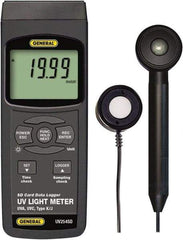 General - 9 Volt Battery, LCD Display, Light Meter - 4 Accuracy, Compatible with UVA, UVC Lighting, SD Card - Caliber Tooling