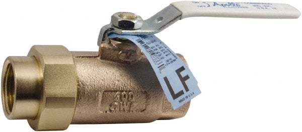 Conbraco - 1-1/4" Pipe, Standard Port, Bronze Single Union Ends Ball Valve - Bi-Directional, Female Union x FNPT Ends, Lever Handle, 600 WOG, 150 WSP - Caliber Tooling