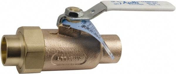 Conbraco - 1-1/2" Pipe, Standard Port, Bronze Single Union Ends Ball Valve - Bi-Directional, Union/Soldered x Union/Soldered Ends, Lever Handle, 600 WOG, 150 WSP - Caliber Tooling