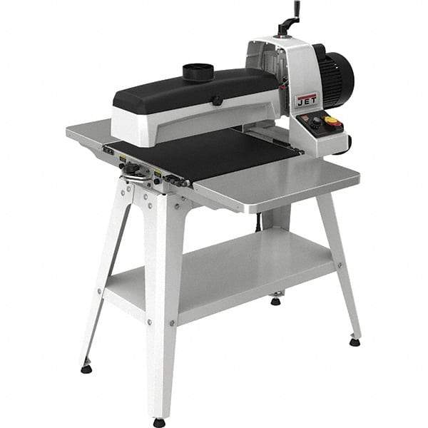 Jet - 5" Diam x 18" Long, Single Phase Floor Drum Sanding Machine - 1/32" Sanding Depth, 1/32 to 3" Thick x 32" Wide Workpiece - Caliber Tooling