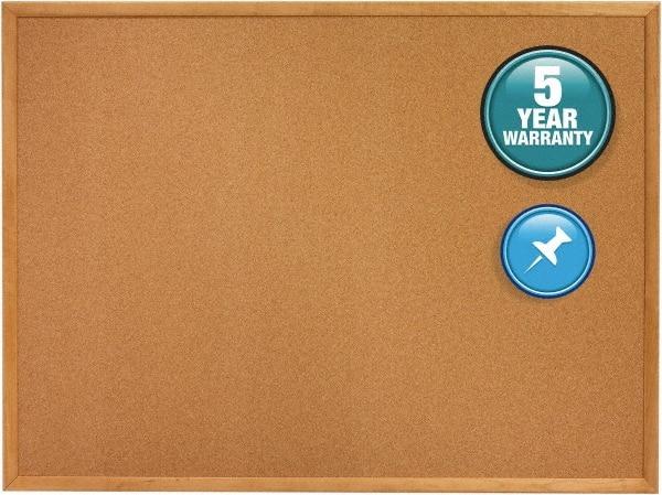 Quartet - 24" Wide x 18" High Open Cork Bulletin Board - Natural (Color) - Caliber Tooling