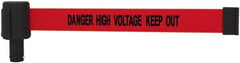 Banner Stakes - 6.61" High x 15' Long x 2-1/2" Wide Retractable Barrier Belt - Plastic & Polyester, Matte Finish, Red, Use with Banner Stakes Plus Stanchion, Banner Stakes Plus Base - Caliber Tooling