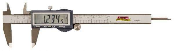 SPI - 0 to 6" Range 0.0005" Resolution, IP54 Electronic Caliper - Stainless Steel with 1.56" Stainless Steel Jaws, 0.0015" Accuracy - Caliber Tooling