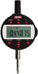 SPI - 0 to 1/2" Range, 0.00005" Graduation, Electronic Drop Indicator - Flat & Center Lug Back, Accurate to 0.00016", English & Metric System, LCD Display - Caliber Tooling