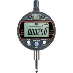 Mitutoyo - 0 to 1/2" Range, 0.001mm Graduation, Electronic Drop Indicator - Flat Back, Accurate to 0.0001", Inch & Metric System, LCD Display - Caliber Tooling