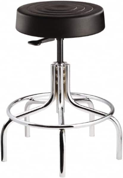 Bevco - 14 Inch Wide x 14-1/2 Inch Deep x 30 Inch High, Tubular Chrome Base, Adjustable Height Swivel Stool - Polyurethane Seat, Black - Caliber Tooling